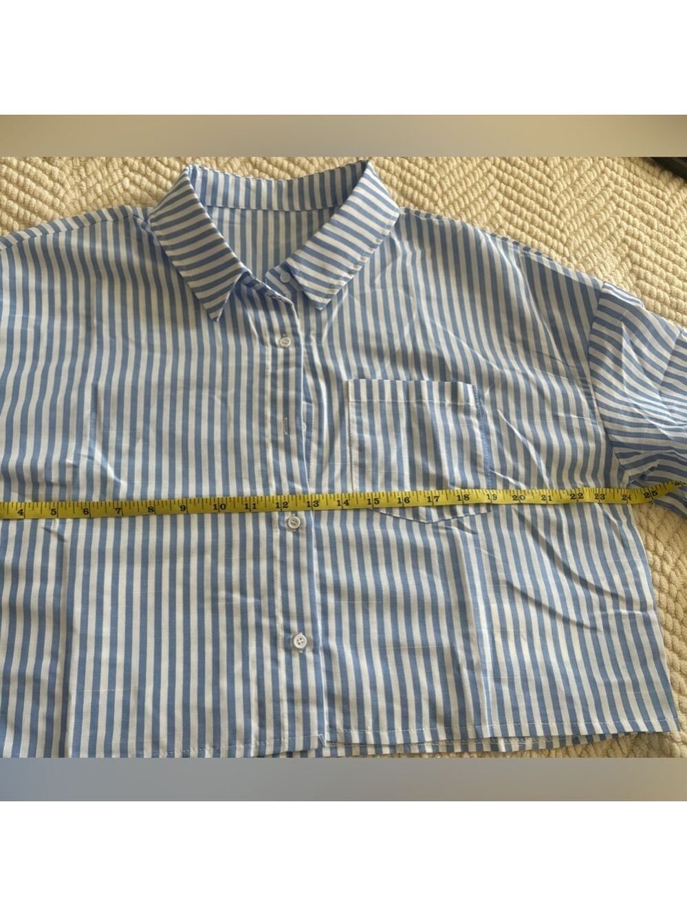 Blue and White Striped Crop Top - Picture 9 of 11
